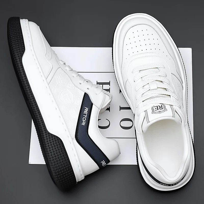  حذاء بدون كعب رجالي عصري لعام 2025 - حذاء رياضي أبيض كلاسيكي، مسامي وممتص للصدمات، ملابس بخطوة واحدة، متين وغير قابل للانزلاق، خفيف الوزن #3