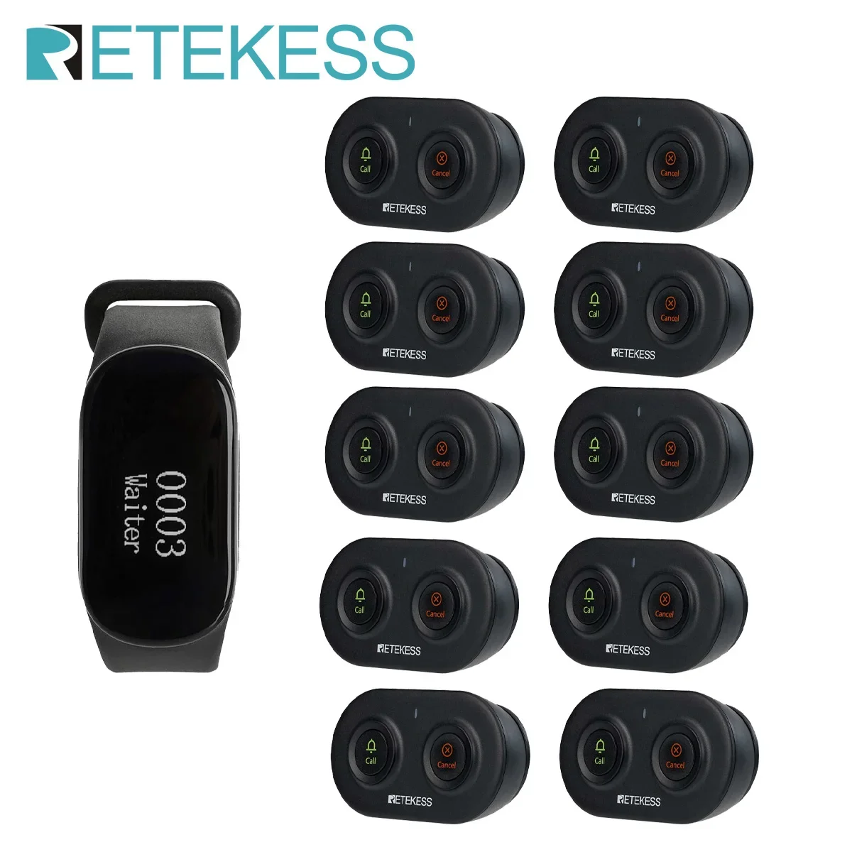 

Retekess Restaurant Pager Wireless Waiter Calling System TD112 Waterproof Watch Receiver TD036 Call Buttons For Cafe Bar Club
