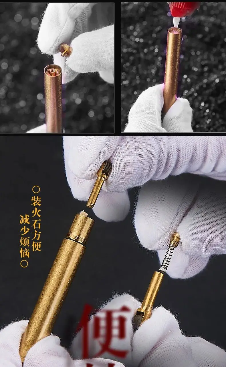 Portable Slim kerosenes lighter Full brass Refillable Oil Lighter Fine Fuel Cigarette Lighter