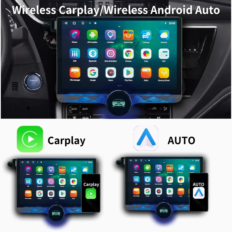 11.8 inch Screen Diamond 2K Android 8+128G Car Radio 2Din Multimedia Player Carplay Android Auto GPS 4G Navigation Car Audio