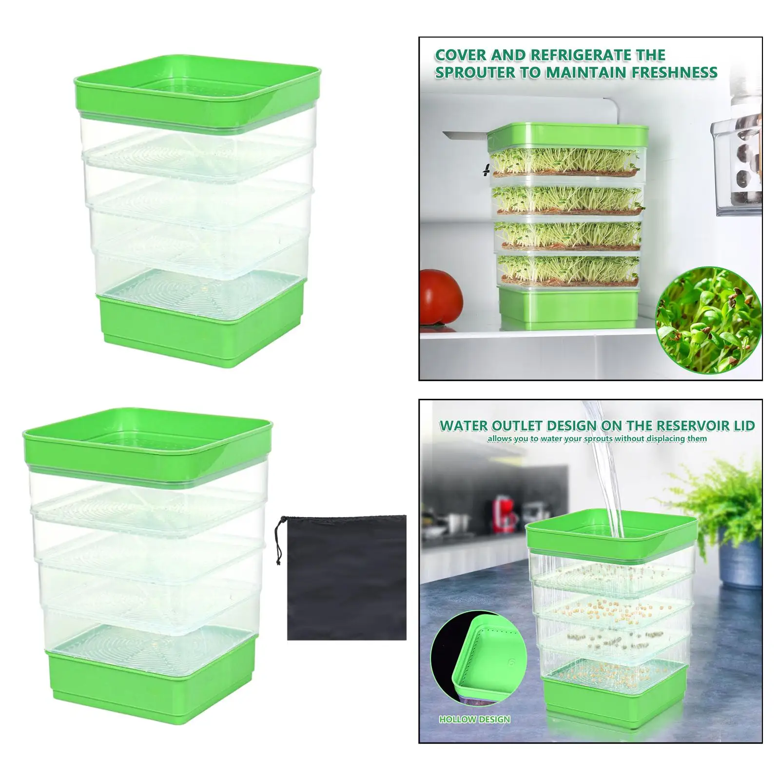 Seed Sprouter Kits Square Multifunctional Sprouts Grower Microgreens Propagator