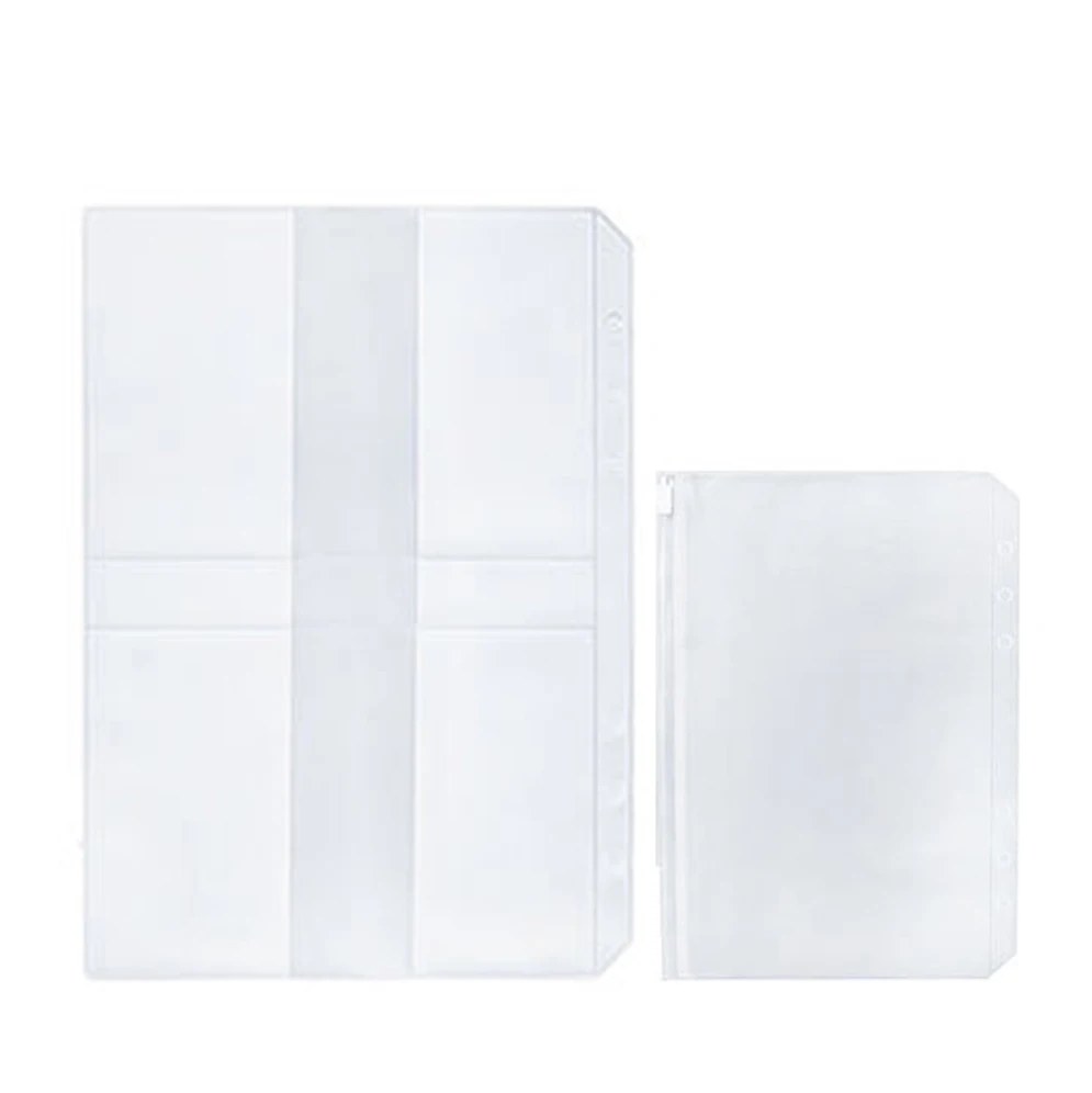 

Прозрачный держатель для карт из ПВХ для персонального блокнота A5 A7, Обложка, кольца, блокнот с 6 отверстиями, сумка на молнии, дневник, планшетов