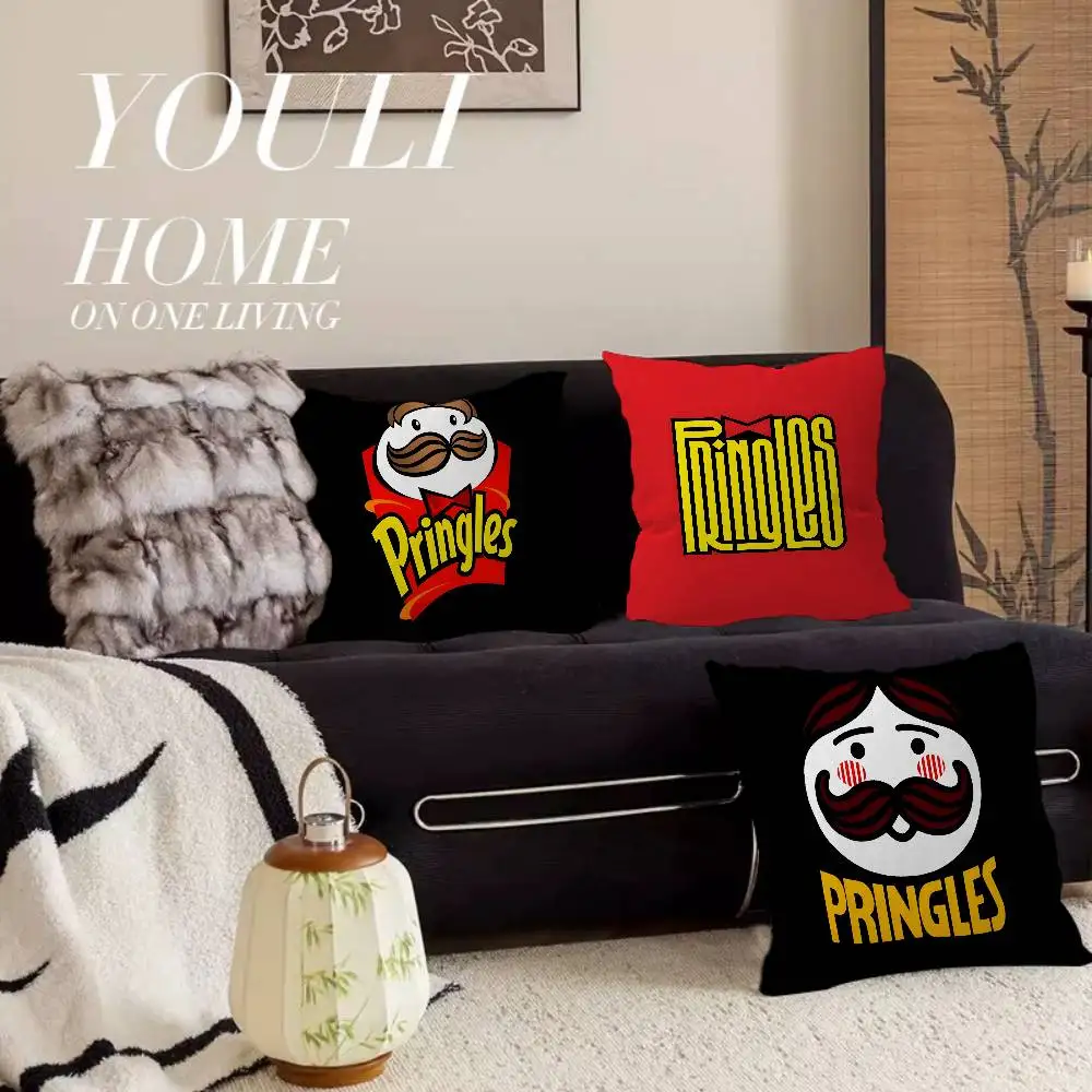 P-Pringles Chip Personalized Pillow Dust Cover Bedroom Kids Party Decoration Pillowcase Birthday Children Gift