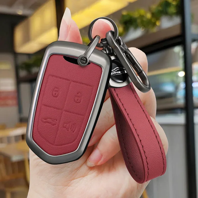 

New Zinc Alloy Leather Car Key Case Cover Holder Fob Protector Shell For Borgward BX5 BX7 2017 2018 Auto Interior Accessories