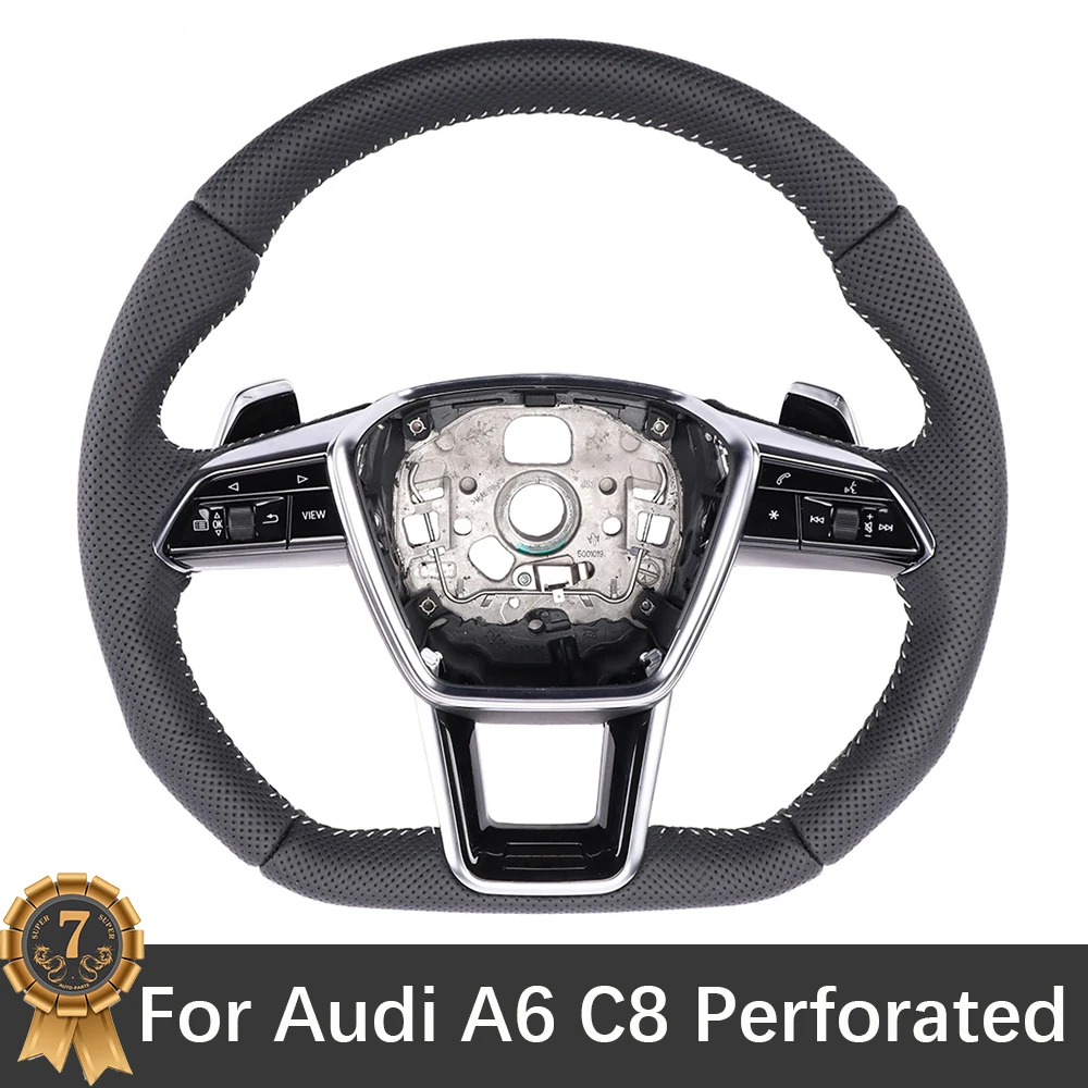 

For Audi A6 C8 Perforated Multifunctional Steering Wheel With Paddles Assembly Accessories Attachments