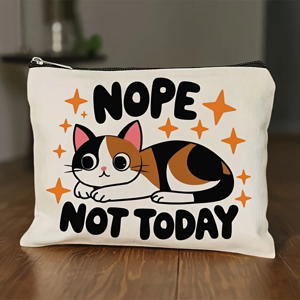 1pc  Cute Kissing Rabbit Canvas Cosmetic Bag, Sweet Animal Travel Makeup Pouch for Women Girls Storage Bag
