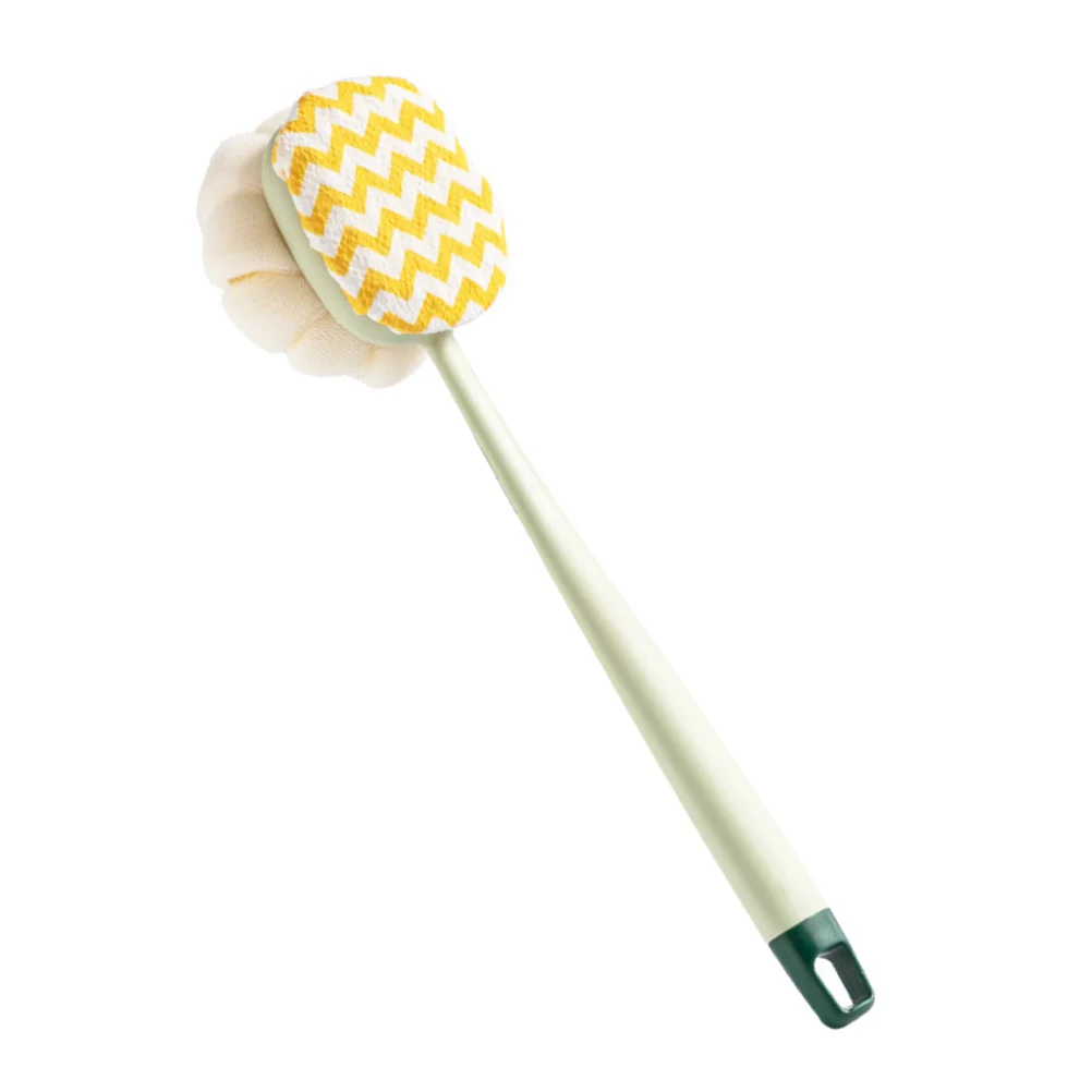 

Shower Body Brush Double Sided Long Handle Bath Scrubber with Wash Cloth Side Exfoliating Back Cleaning Tool for Bathroom Use