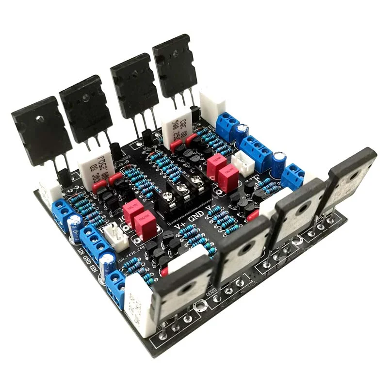 Low Voltage Version 4 Channel DC 10 - 60V 2SC5200+2SA1943 4X100W Stereo 400W Tube HIFI Audio Power Amplifier Board