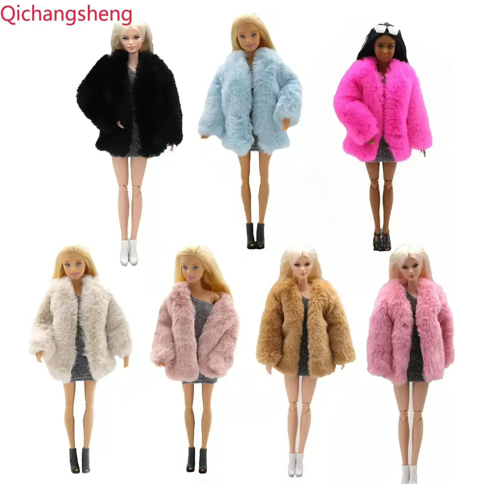 Handmade Winter 1/6 Doll Outfits For Barbie Clothes Soft Fur Coat Leopard Jacket Cosplay Accessories Toy For Collection 11.5