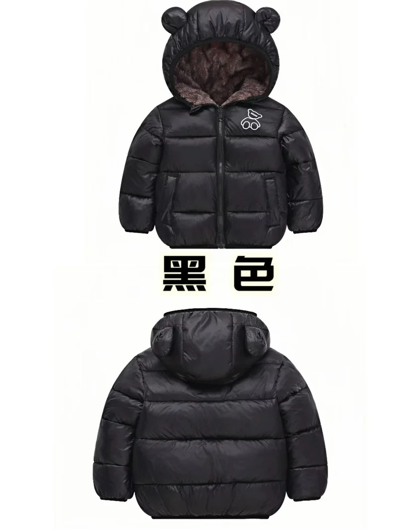 Winter Baby Thick Cotton Jackets Kids Padded Fleece Warm Outerwear Girls Boys Hooded Down Coats Clothes Snowsuit 2-6 Years