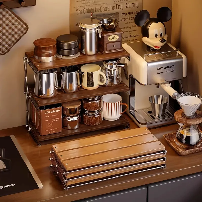 

Staable Wood Cup Holder Desktop Tea Cup Tea Set Water Cup Storage Ra Coffee Cup Side Cabinet Organizer