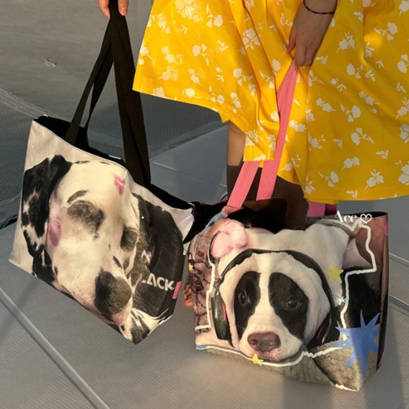 

Spotted Dog Print Tote Bag Double-sided Design,large Capacity Shopping Bag,dupont Paper Waterproof Lightweight Casual Commuting