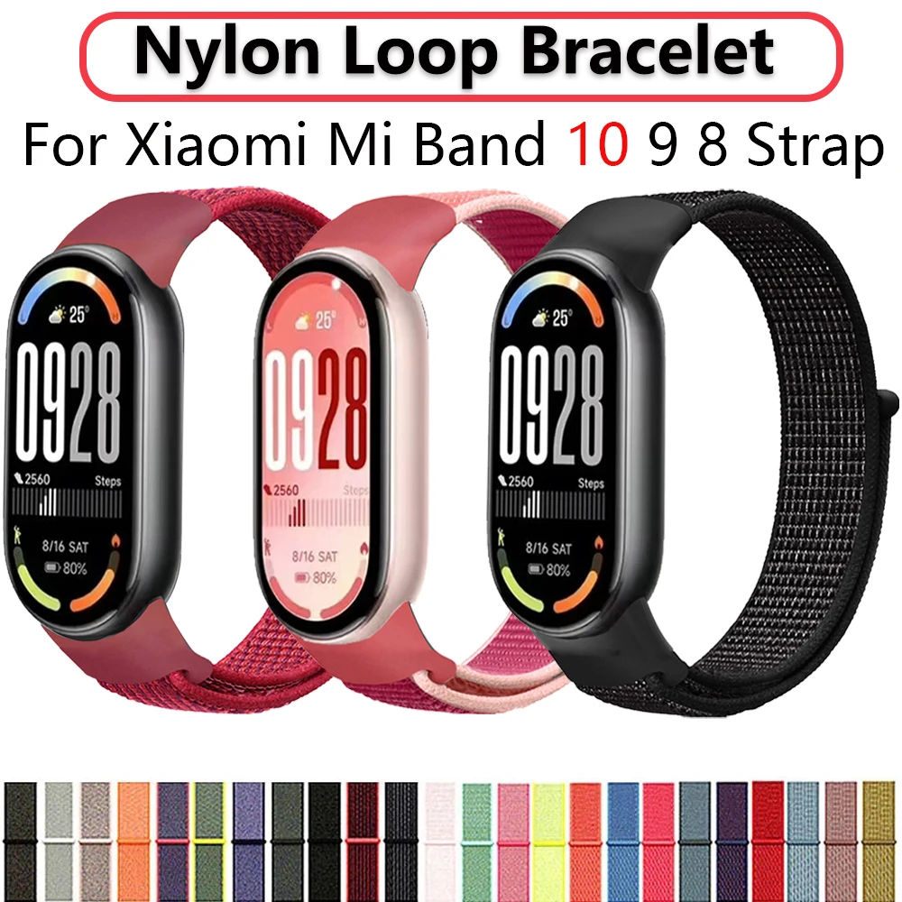 

Nylon Strap for Xiaomi Mi Band 10 9 8 Sport Bracelet Breathable Wristband Accessories for Mi Band 10/Mi Band 9 8 Smartwatch Belt