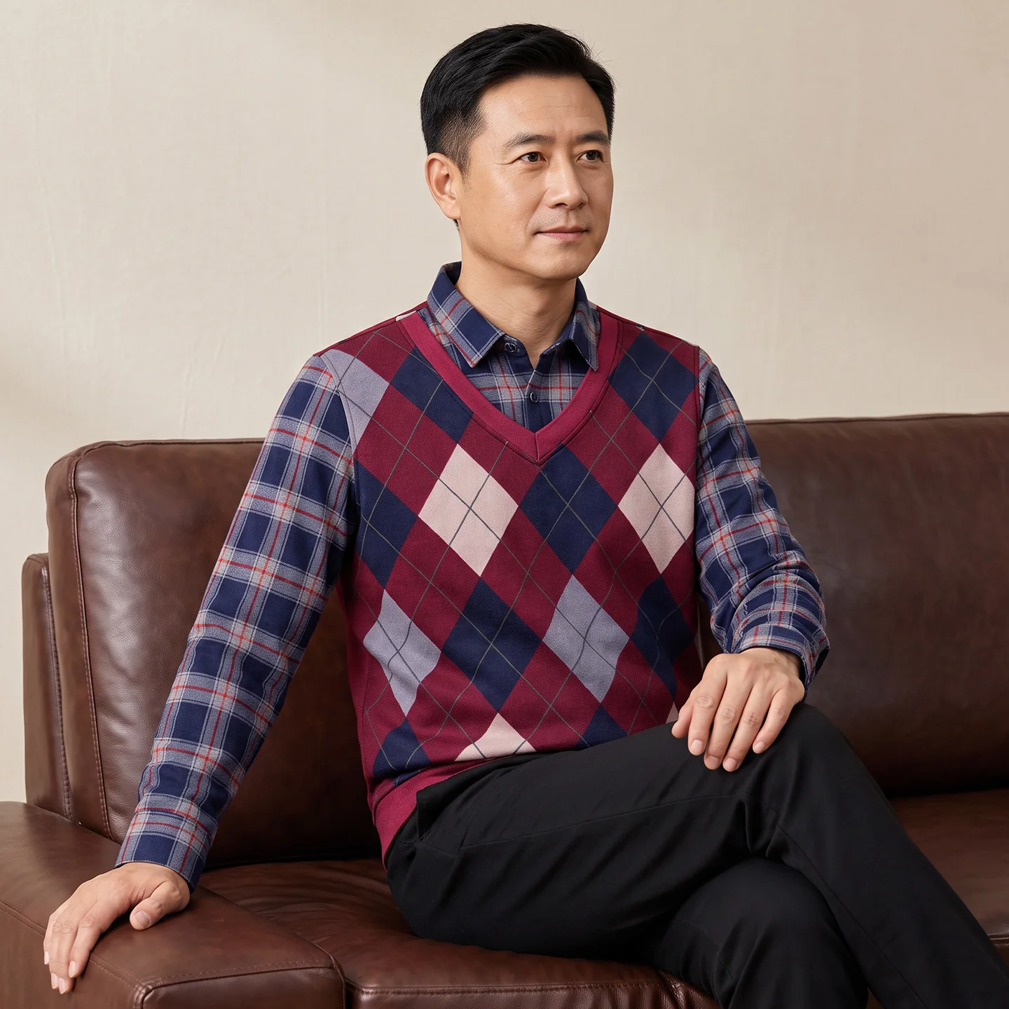 Men's long-sleeved shirts, thick and warm thermal shirts, suitable for all seasons, comfortable and fashionable in winter