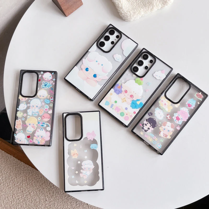 

Cartoon Doll Cloud Magnetic Acrylic Colorful Border Case for Samsung Galaxy S22 S23 S24 Ultra S22+ S23+ S24 Plus Cover Case