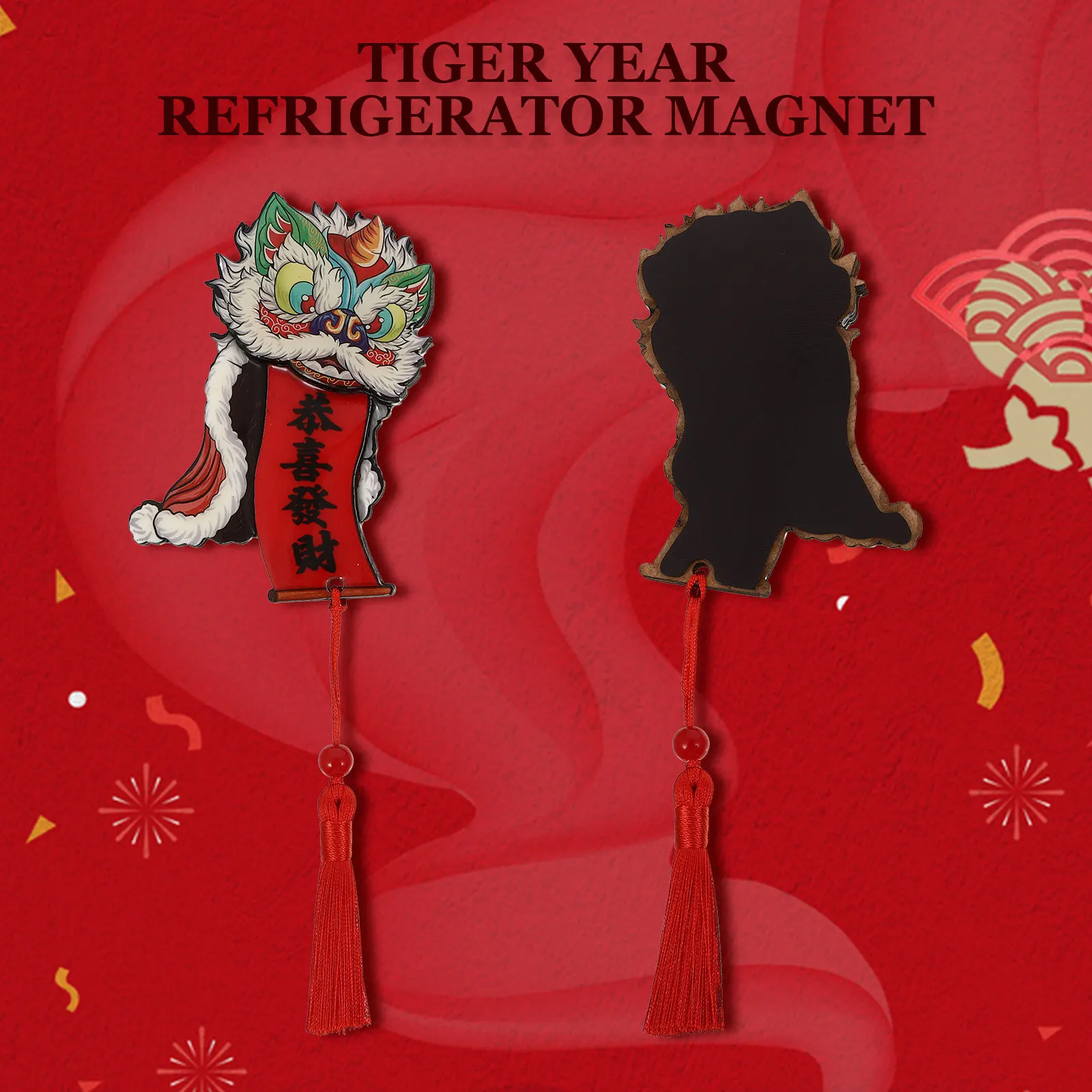 

2pcs Congratulations On Prosperity Fridge Magnets Festive Cartoon Design Refrigerator Decor For Home Kitchen Office Spring