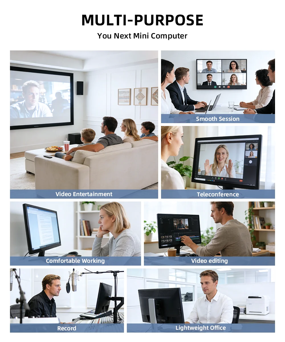 TexHoo MINI PC AMD R7 7730U Ryzen 5 7530U 4500U Dual DDR4 WIFI6 LAN*2 1*DP 2*HDMI 3 Display Desktop Computer Windows11 3xUSB3