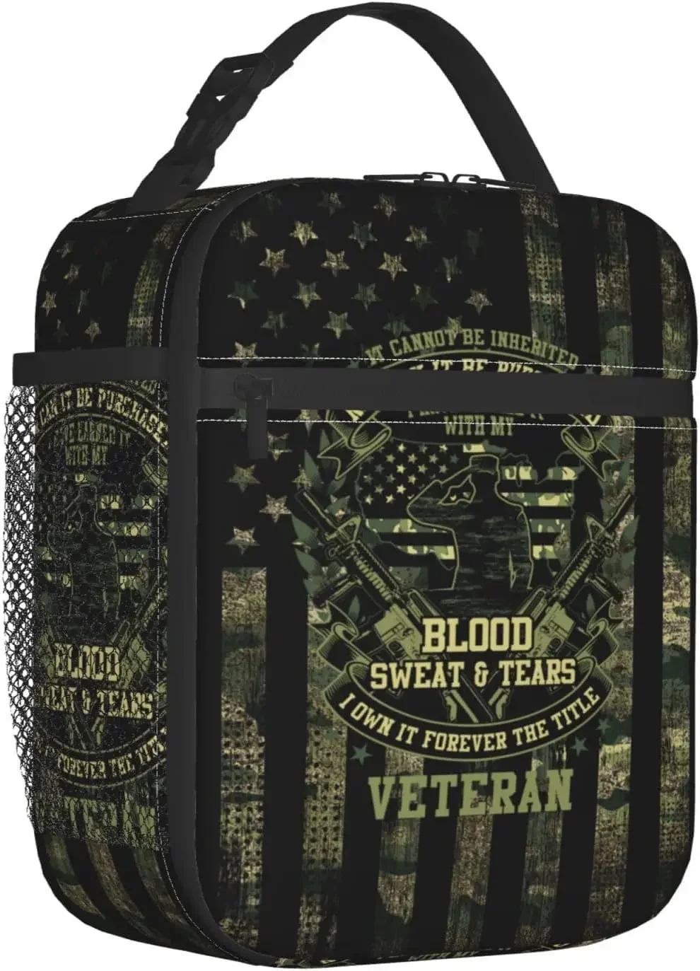 American Flag Veteran 4th Of July Independence Day Insulated Lunch Bag Portable Reusable  Lunch Box For Men Women Work Picnic