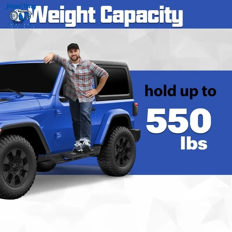 2018-2025 for Wrangler JL 2 Doors Heavy-Duty Black Powder Coated Steel Nerf Bars Side Steps Running Boards