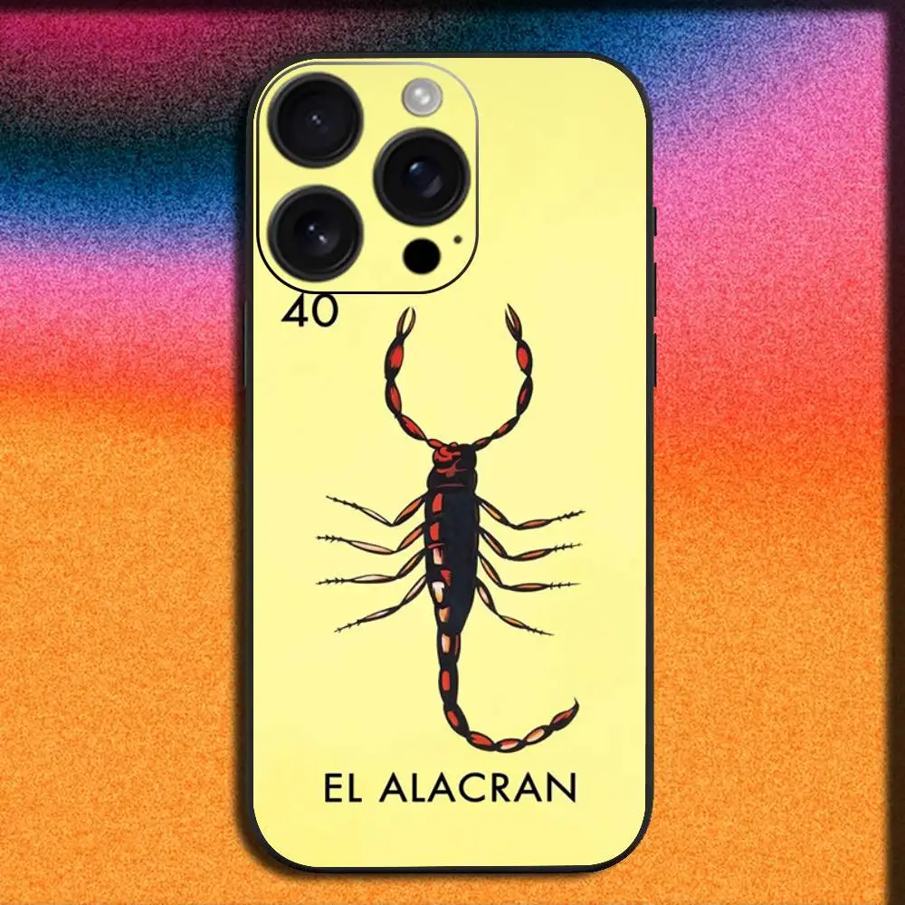 حافظة هاتف بينغو اليانصيب المكسيكي المضحك لهاتف آيفون 17,16,15,14,13,12,11,Pro,Max,Plus,E,SE4,Air,غطاء أسود صغير