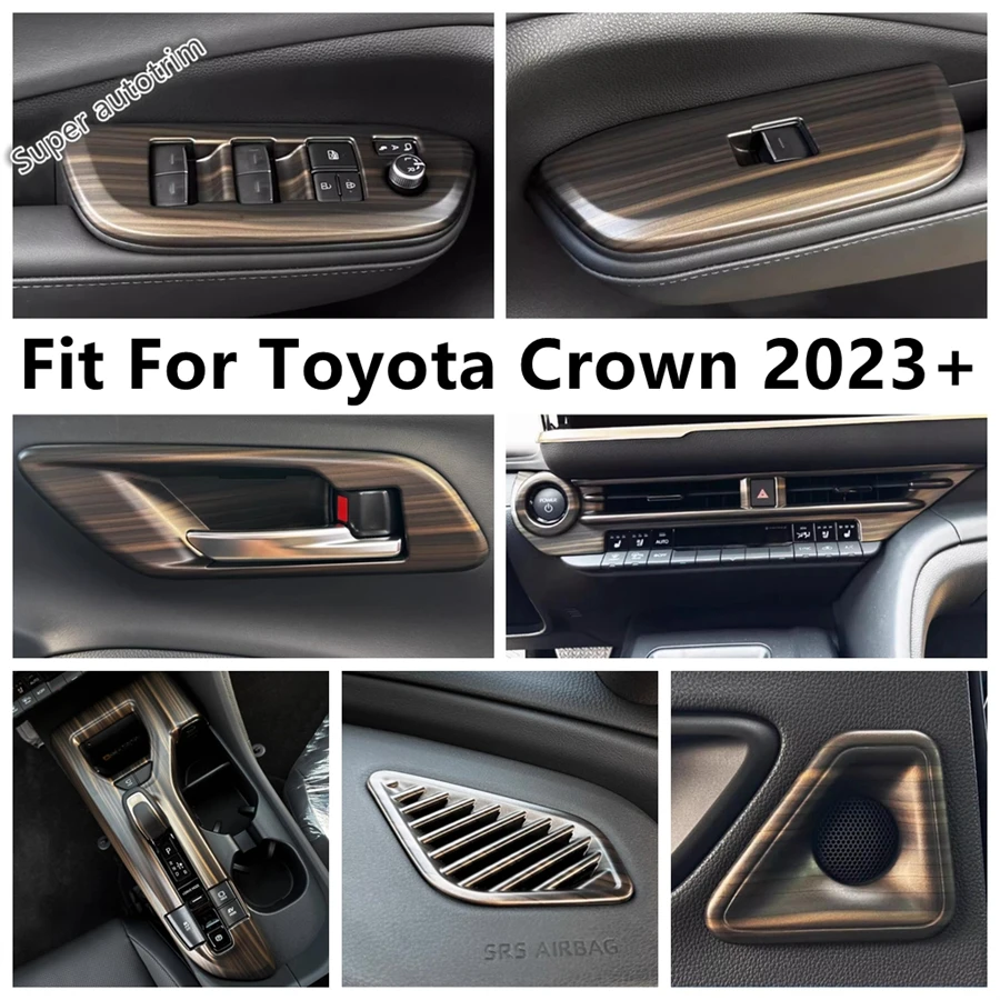 

Gear Shift Water Cup Panel / Window Lift / Armrest Box Cover Trim For Toyota Crown 2023 2024 2025 Wood Grain Look Accessories