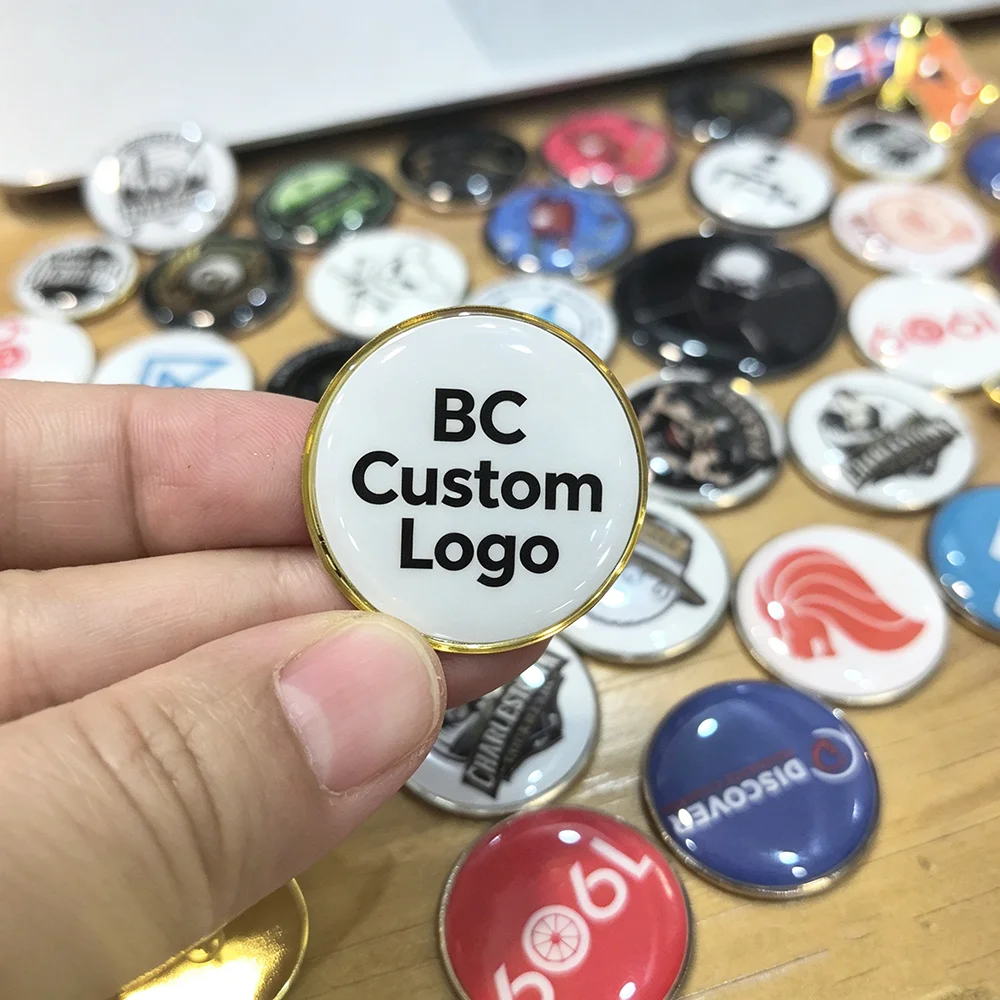 BC Custom 10pcs/Lot Customizable Logo/Picture/Photo Epoxy Domed Lapel Pins Personalized Photo Brooches for Jackets Accessories