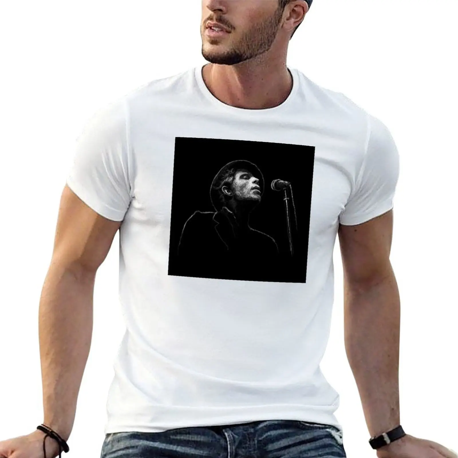 

Tom Waits. Portrait. Black and white. Scribble art. T-Shirt anime t shirts oversize t shirts for man graphic funny T-Shirt