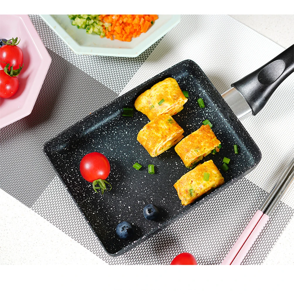 

Non-Stick Cooking Pan Aluminum Black Flat Base Easy Clean Healthy Coating For Eggs Fish Burgers Vegetables Breakfast