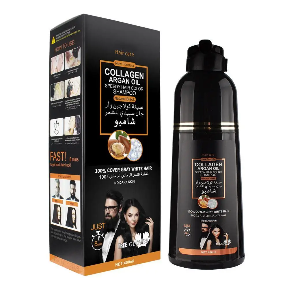 Randloses Shampoo 3 in 1 schwarzes Haar färbemittel Shampoo pflegt langlebig für Männer Frauen blasen grau Haar färbemittel Shampoo 500ml