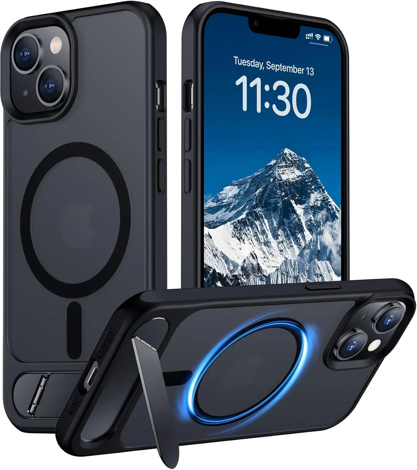 

Magnetic Kickstand Phone Case for iPhone 14/13 6.1" - Shockproof, Slim & Translucent Matte Finish