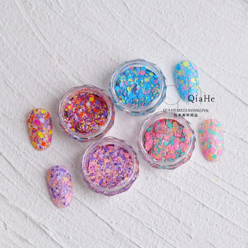 1 Box Mixed Dot Nail Decoration Circle Nails Accessories Round Chhameleon DIY Nails Mixed Colorful Nail Sequins