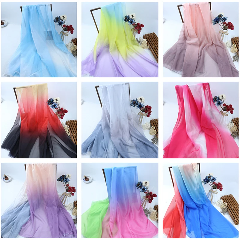 Chiffon Fabric 30D Gradient Transparent Printed Thin for Sewing Dresses Clothes Custom per Meters