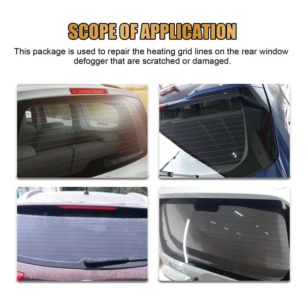 Car Rear Window Defogger Repair Kit Restore Heater Grid Line Quick Repair Scratched Broken Grid Line Auto Care Accessories Kit