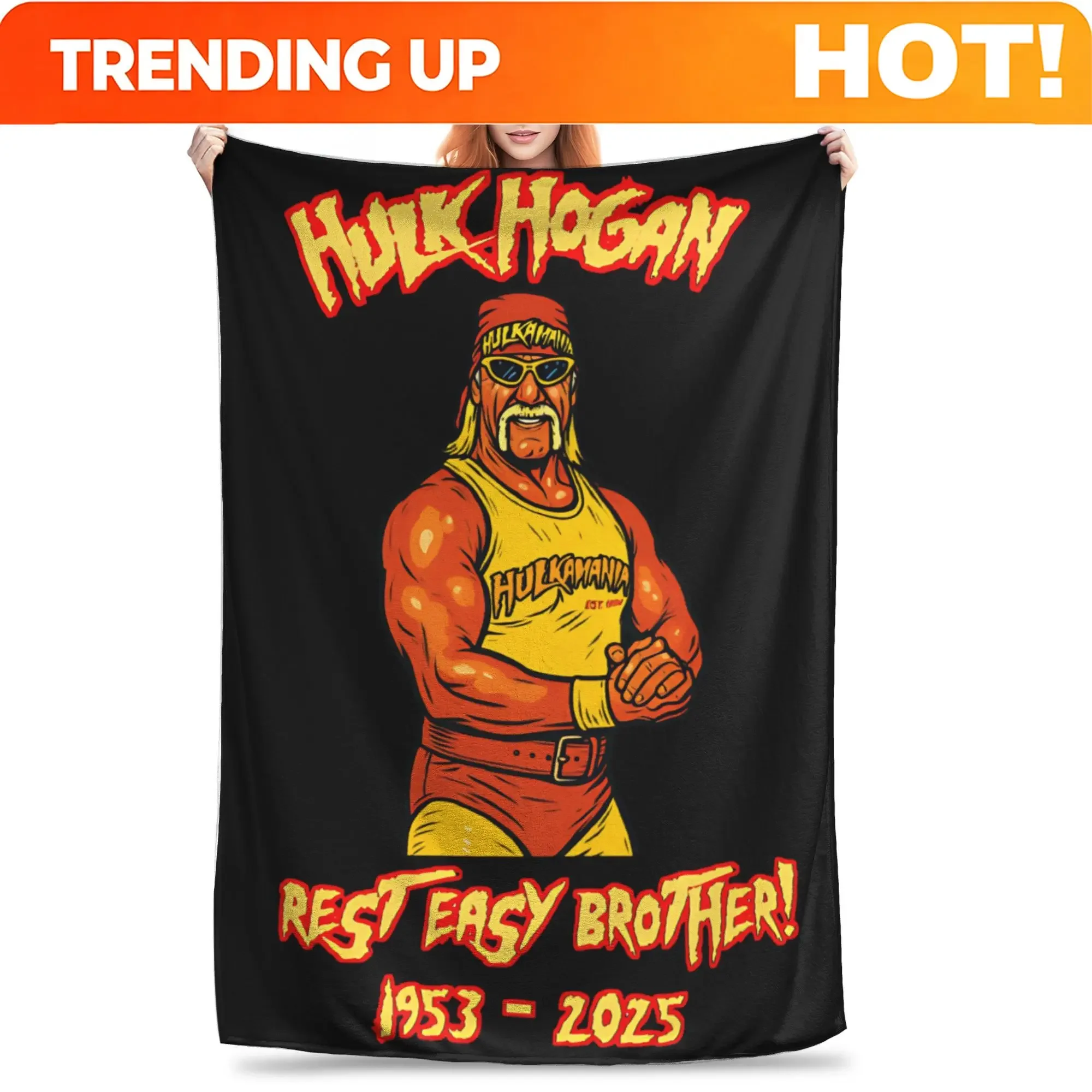 Custom Hulk Hogan Rest Easy Brother 1953-2025 Blankets Quality Warm Soft Throw Blanket Winter Students Couch Chair Pattern Beds