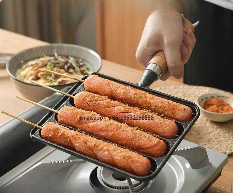 Cast Iron Sausage Pot Household Sausage Artifact Grilled Rice Cake Grilled Mutton Skewers Grilled Gluten Sausage Mold Outdoor