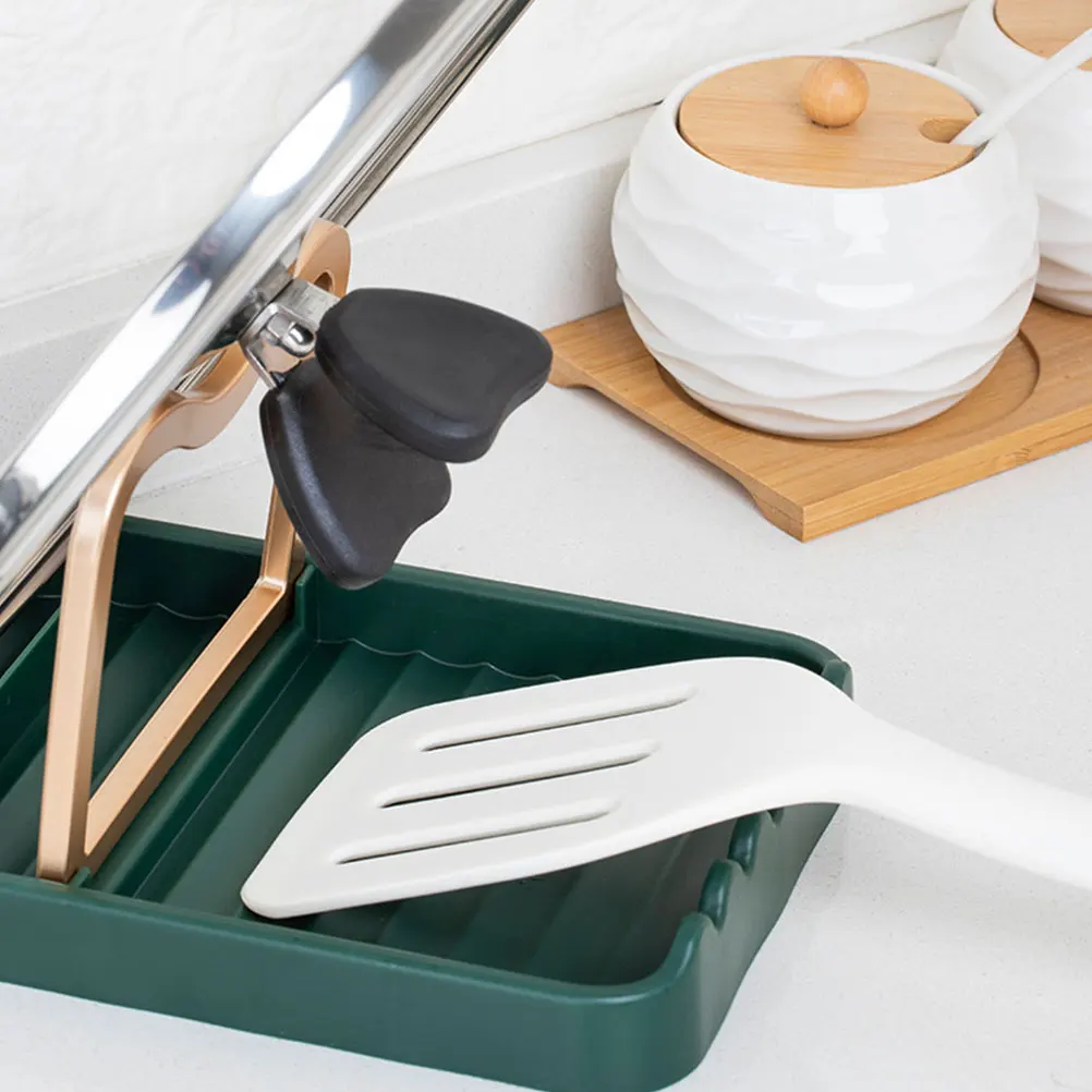 

2pcs Countertop Organizer Kitchen Lid Rack For Pot Spatula Soup Spoon Household Lid Stand Desktop Storage Rack Kitchen Supplies
