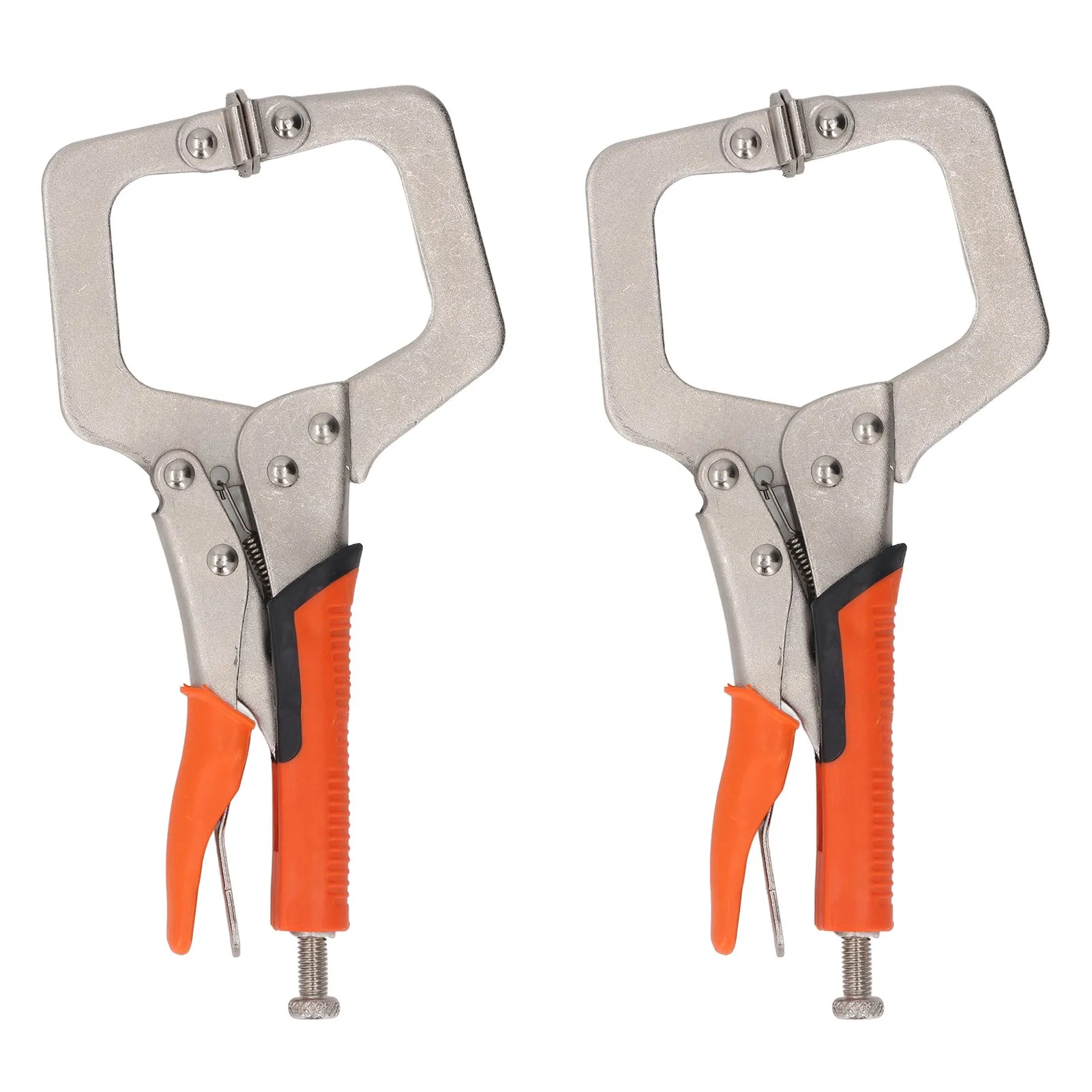 2Pcs Locking C Clamp Pliers Set Heavy Duty Woodworking Face Clamp with Rotating Pads for Welding Pocket Hole Joinery 9in