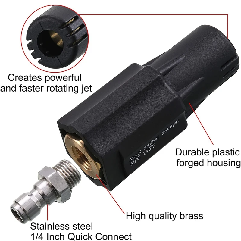 For Rotating Nozzles Of High Pressure Washer.Nozzles And Nozzle Holder 1/4 Inch Quick Connection,3600 PSI,Hole 3.0