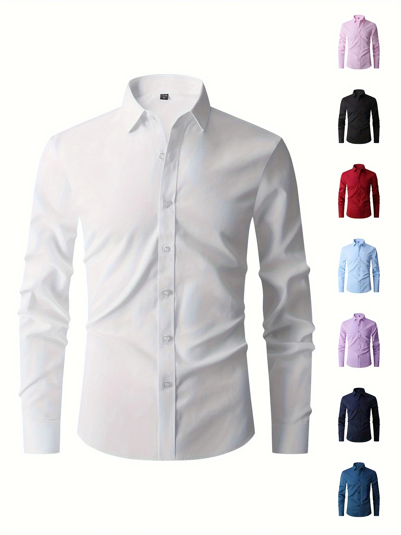 Classic Design Solid Color Men\'s Solid Formal Long Sleeve Shirt Men\'s Button Up Shirt For Business Formal Occasions Gift For Men