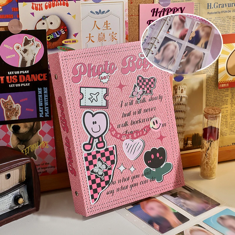 Carpeta de mariposa, soporte para sesión fotográfica, álbum de fotos Retro Kpop, tarjetas de ídolo, máquina de encuadernación de libros, caja de tarjetas pequeña de ídolo de hojas sueltas