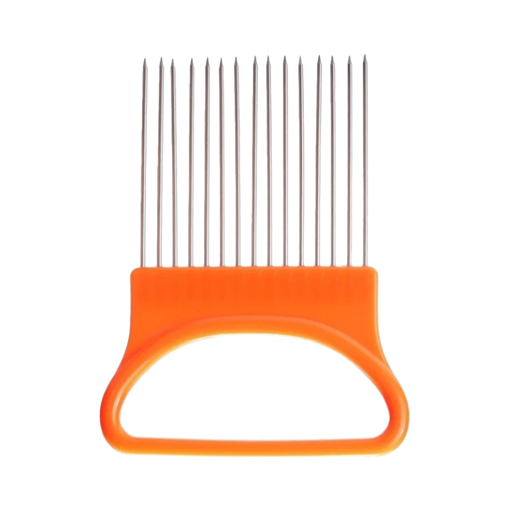 

Plug Stainless Steel Needle Fruit Vegetable Slicer Kitchen Tool Orange Odor Free Onion Fork Holder Easy Slice Onion Slicer