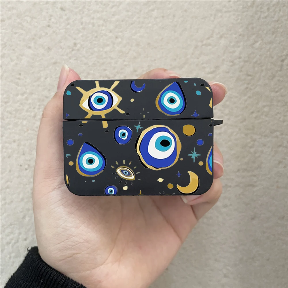 Funny Turkish Lucky Blue Evil Eye Case for AirPods Pro 3 2 1 Cute Square Wireless Bluetooth Earphone Box Cover