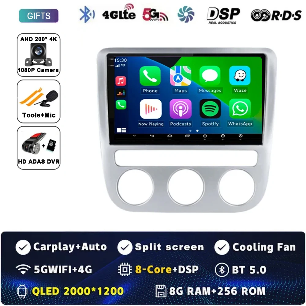 Android 15 autoradio multimedia 4G WIFI Carplay GPS navigatie voor Volkswagen VW Scirocco EOS 2009 2010 2011 2012 2013 2015 2016