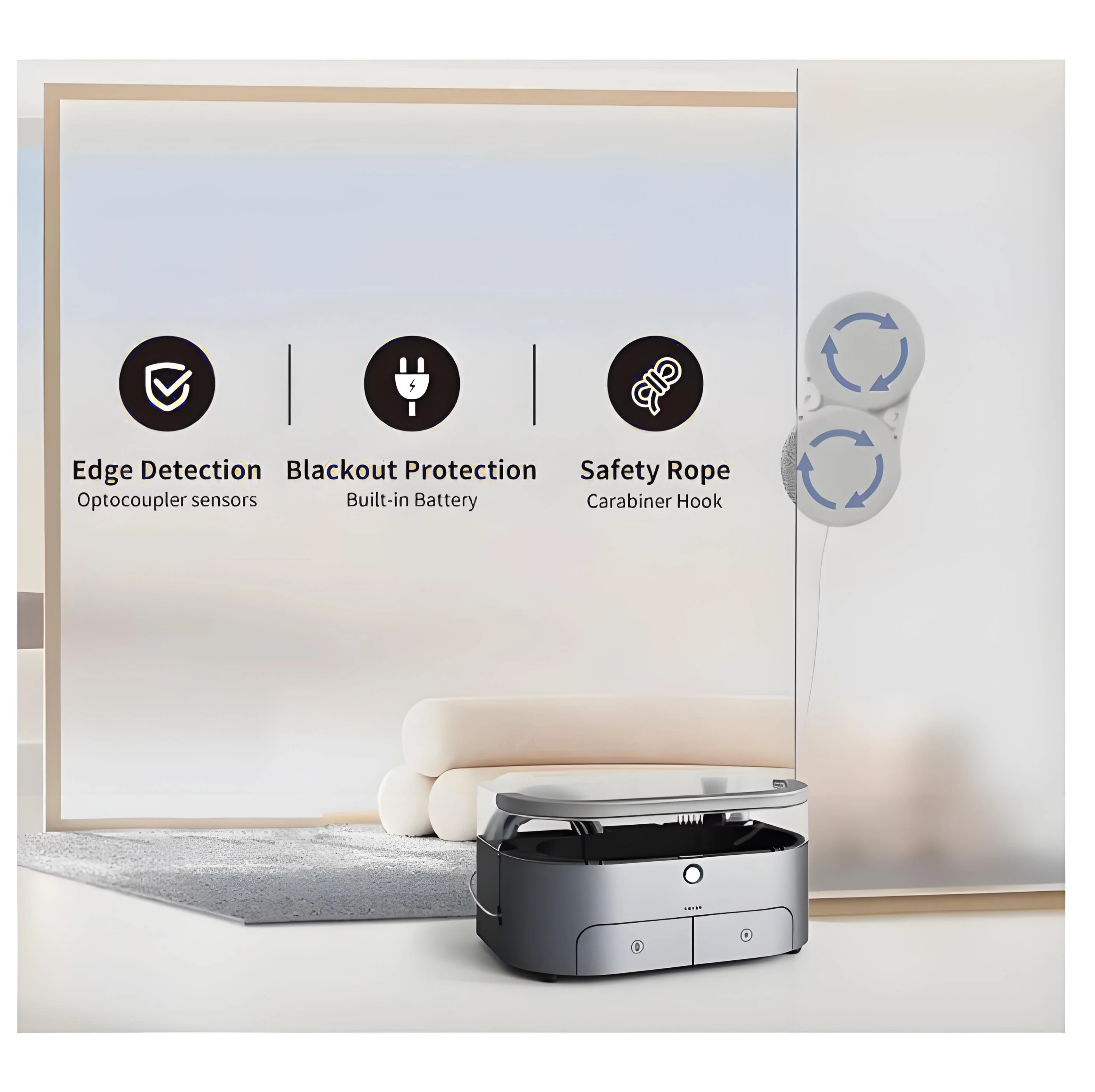 Upgraded Intelligent Window Cleaning Robot Variable Frequency Suction With Safety Rope And Storage Box For Glass Washing