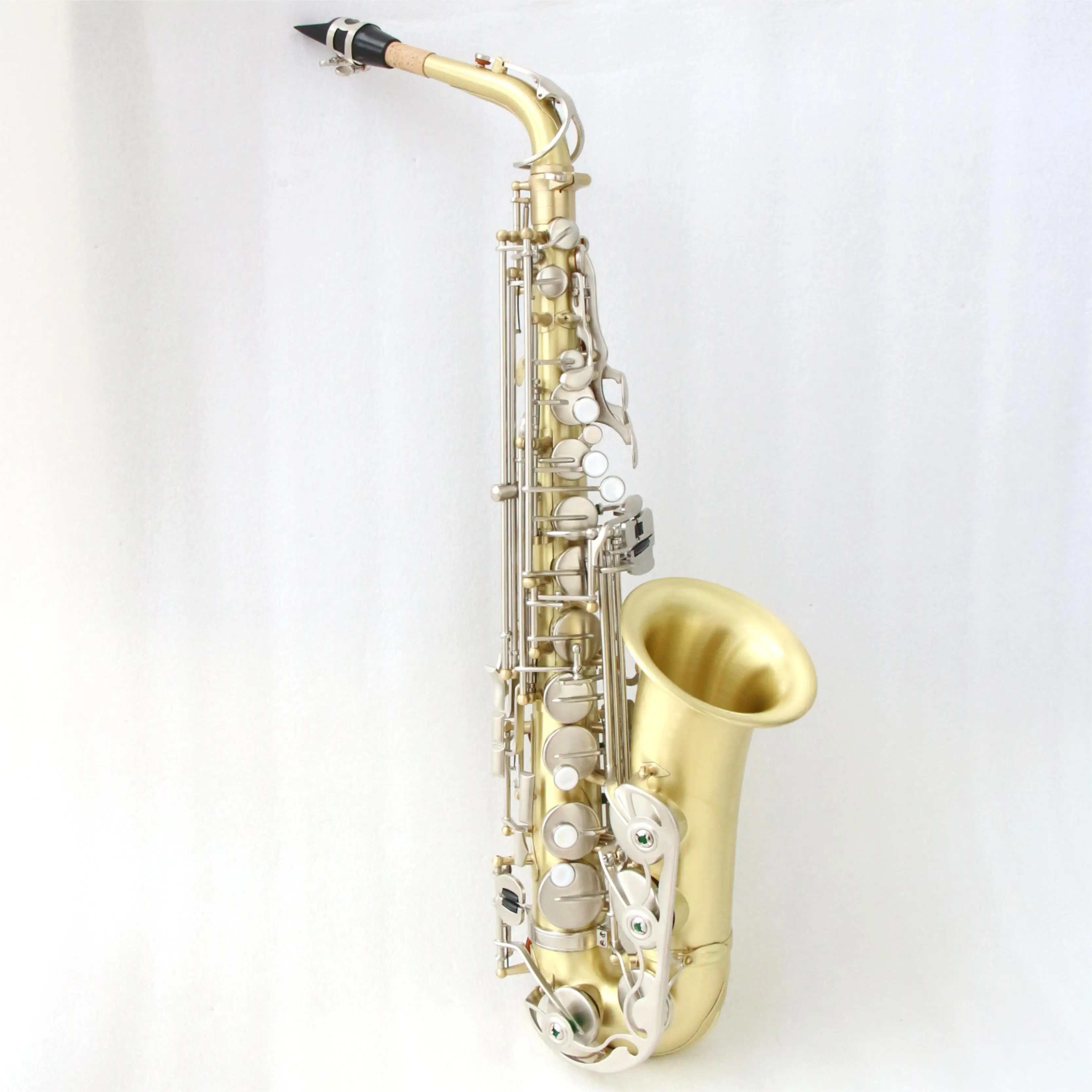 High Quality Alto Saxophone Cheap Eb Saxophone Gold Brush Body, Nickel Brush Keys Professional Saxophone Alto