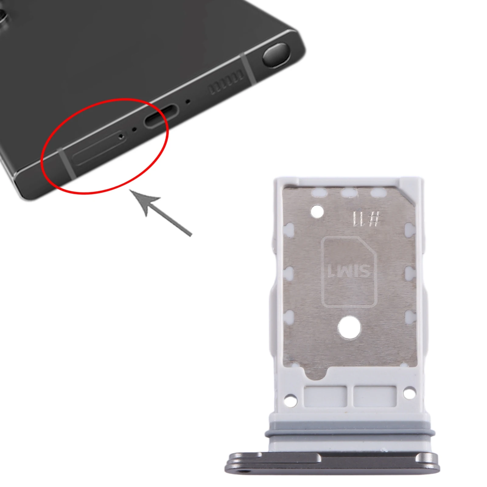 SIM + SIM Card Tray for Samsung Galaxy S24 Ultra 5G SM-S928B SIM Card Tray Slot Holder Drawer Phone Spare Part