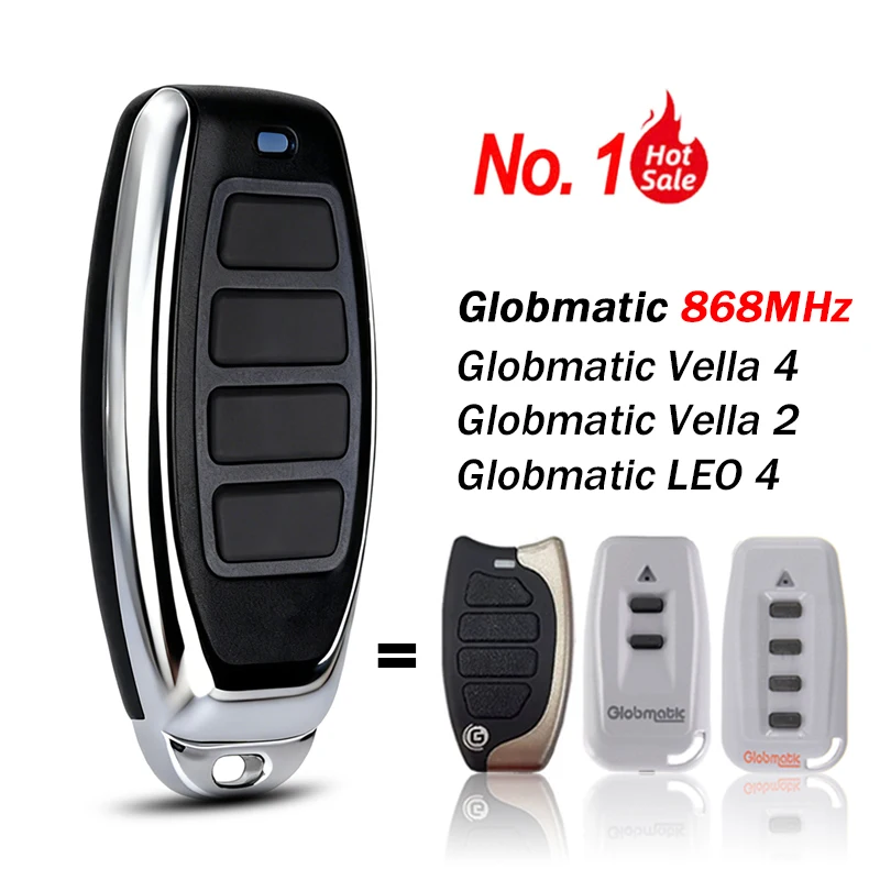New Globmatic Vella LEO 2 4 Vella2 Vella4 LEO4 Garage / Gate Remote Control Globmatic 868MHz Command Transmitter Gate Opener