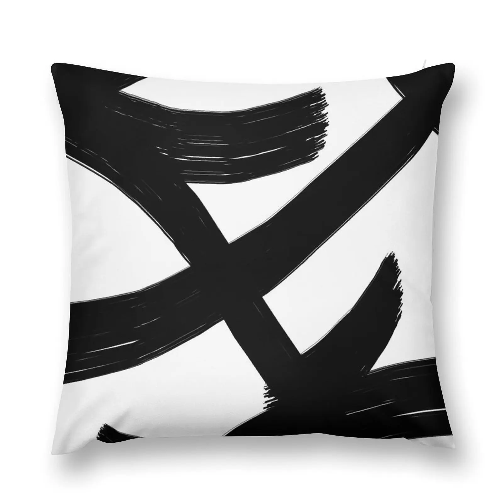 

Black & White Brush Strokes Throw Pillow Room decorating items Bed pillowcases christmas pillowcases pillow