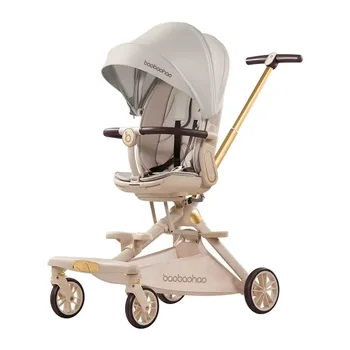 Faltbarer, leichter Kinderwagen mit Sonnenschutz, sitzend und liegend, Kinderwagen mit zwei Modi, vierrädriger Anti-Rollover