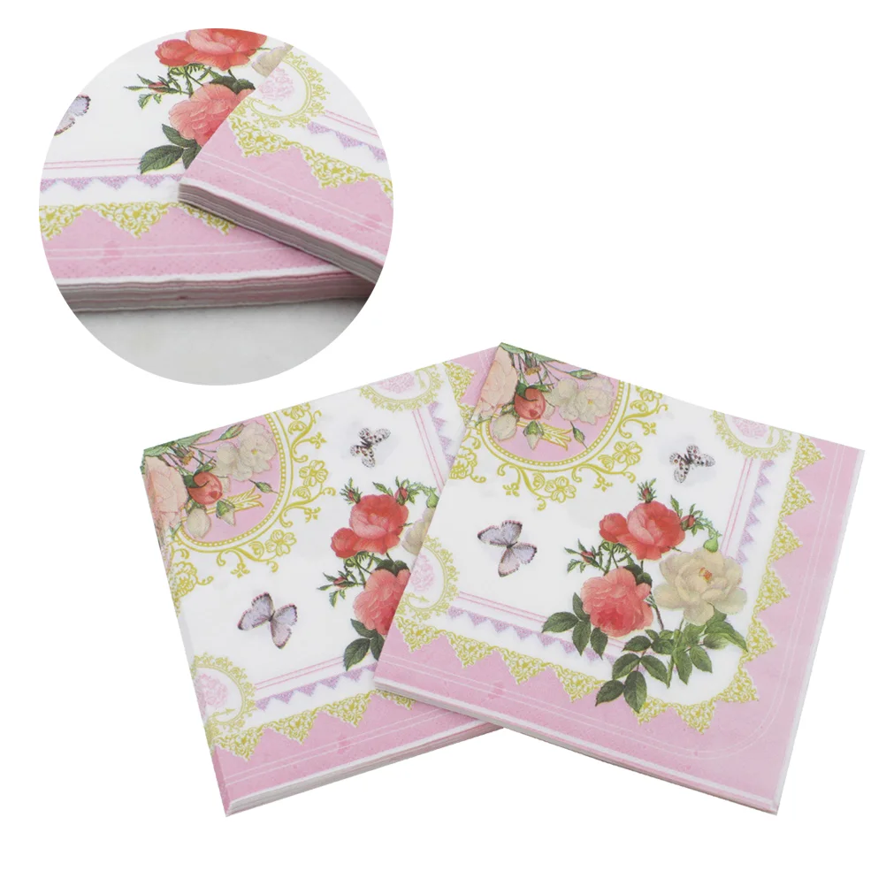 Servilletas de papel desechables con estampado Floral, suministros de fiesta para banquete, uso diario, estilo fresco, 33x33cm, 20 hojas